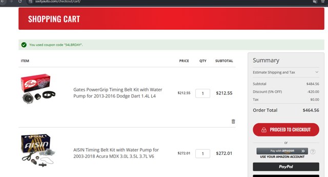 Sixity Auto checkout page showing Sixity Auto promo code box | Screenshot taken by SimplyCodes community member on Sep 2, 2025