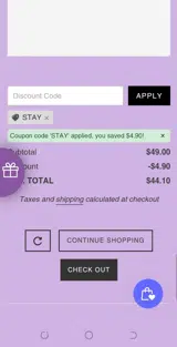 STAY coupon verification screenshot