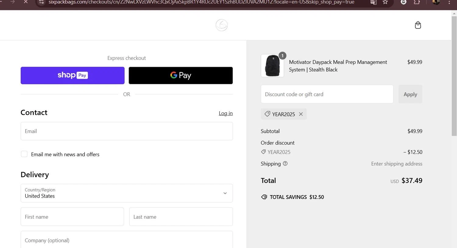 6 Pack Fitness promo code screenshot showing code YEAR2025 applied at 6 Pack Fitness checkout page. Uploaded by SimplyCodes community member Milaya on Jan 23, 2025