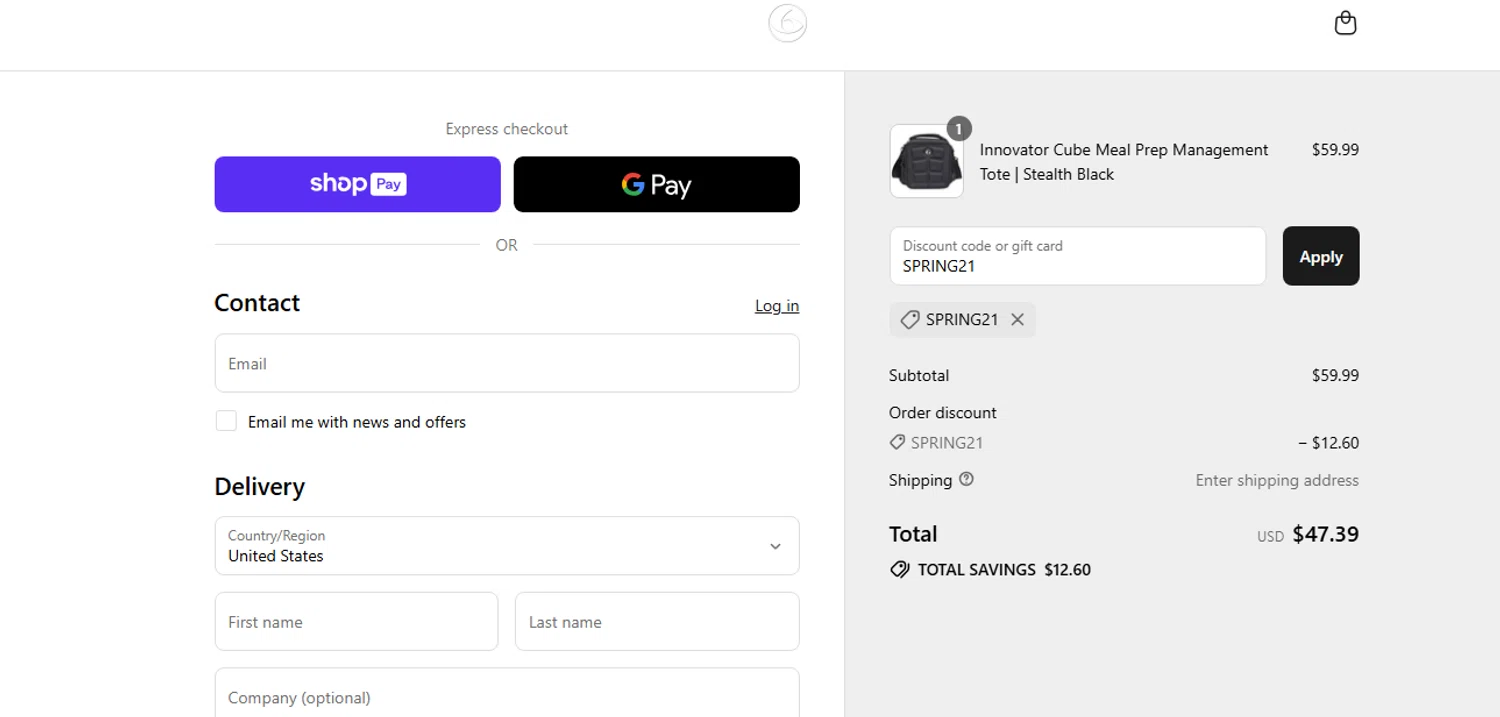 6 Pack Fitness promo code screenshot showing code SPRING21 applied at 6 Pack Fitness checkout page. Uploaded by SimplyCodes community member shark12 on Jul 2, 2025