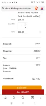 HALLOWEEN coupon verification screenshot