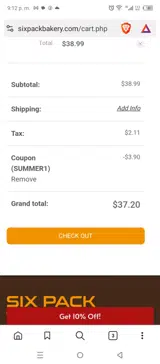 SUMMER1 coupon verification screenshot