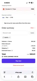 SANTA coupon verification screenshot
