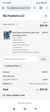 NEWYEAR2024 coupon verification screenshot