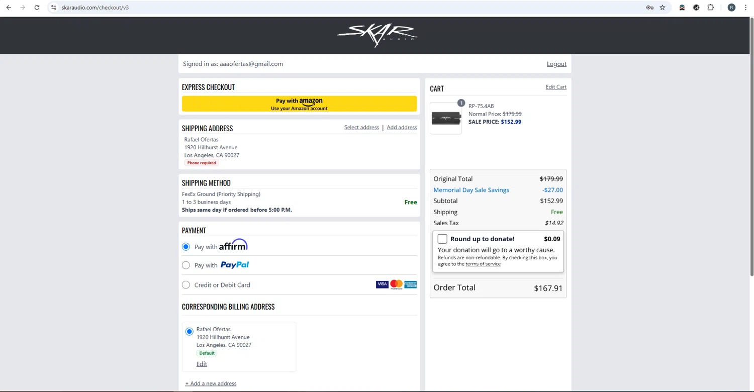 Skar Audio discount code screenshot showing code MORPH applied at Skar Audio checkout page. Uploaded by SimplyCodes community member rafaelmarquez on Jun 4, 2025