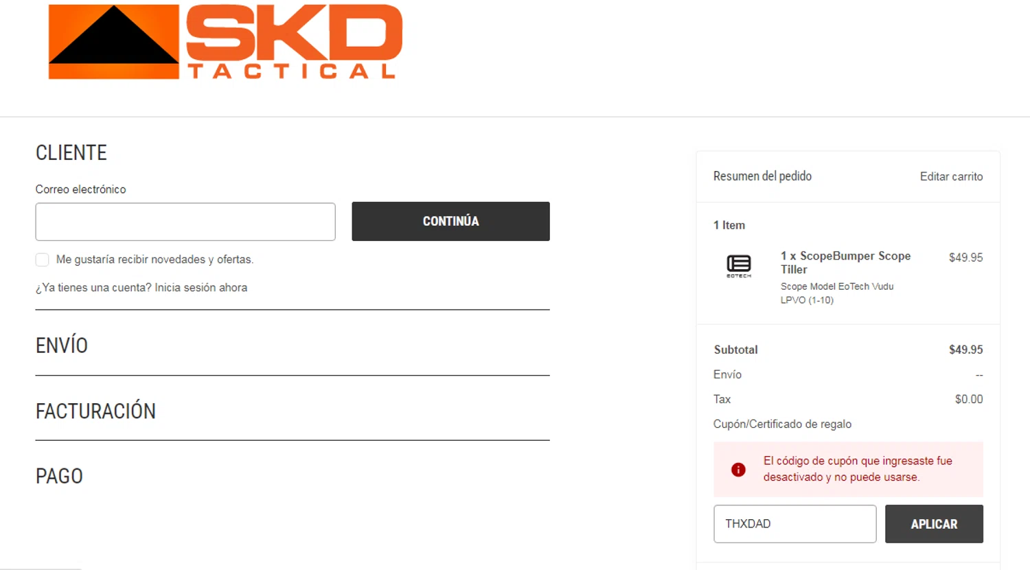 SKD Tactical promo code screenshot showing code THXDAD applied at SKD Tactical checkout page. Uploaded by SimplyCodes community member CleverAdmiral7613 on Jul 2, 2025