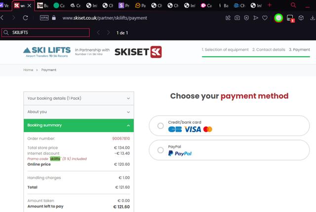 Ski-Lifts checkout page showing Ski-Lifts promo code box | Screenshot taken by SimplyCodes community member on Dec 11, 2023