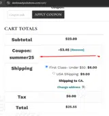 SUMMER25 coupon verification screenshot
