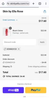 Skin by Ella Rose coupon verification screenshot