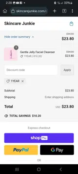 1YEAR coupon verification screenshot