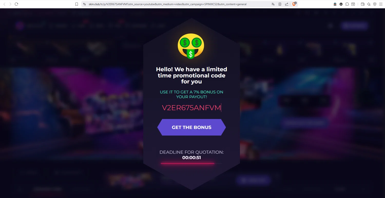 Verification screenshot for 7% Off 7 Bonus When Sign up (new Customers Only) at Skin. Club at Skin.Club — 9mo ago