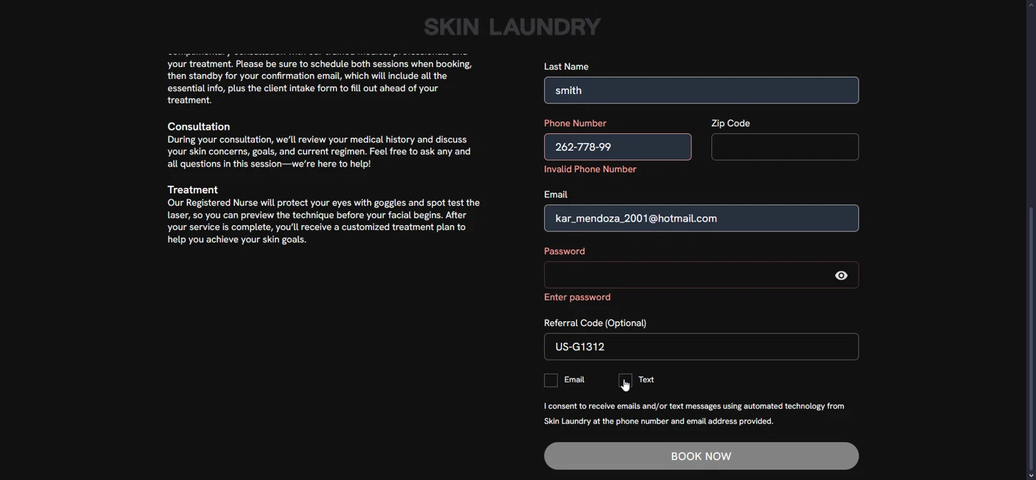 Skin Laundry promo code screenshot showing code US-G1312 applied at Skin Laundry checkout page. Uploaded by SimplyCodes community member KarlLM on Apr 10, 2025