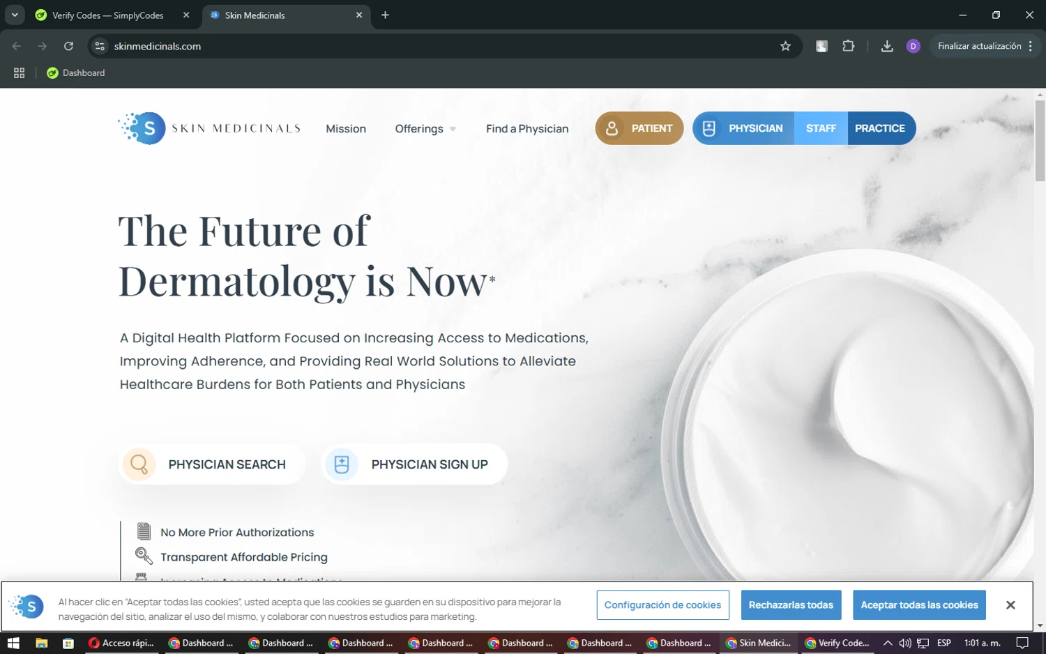 Skin Medicinals checkout page showing Skin Medicinals promo code box | Screenshot taken by SimplyCodes community member on Nov 25, 2024