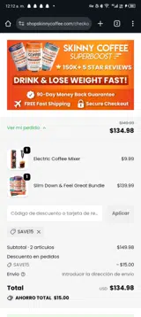 SAVE15 coupon verification screenshot