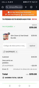 SHOPPING15 coupon verification screenshot