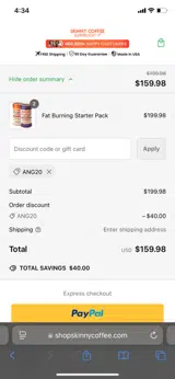 ANG20 coupon verification screenshot