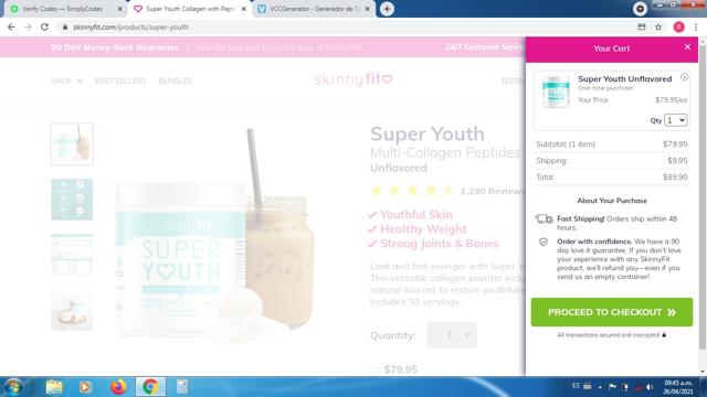 SkinnyFit checkout page showing SkinnyFit coupon code box | Screenshot taken by SimplyCodes community member on Apr 26, 2021