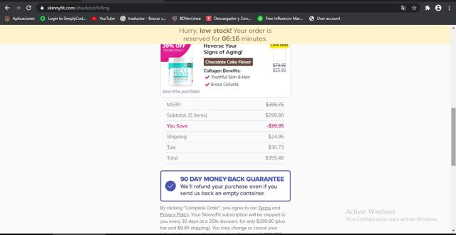 SkinnyFit checkout page showing SkinnyFit coupon code box | Screenshot taken by SimplyCodes community member on Feb 15, 2021