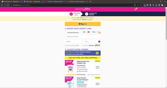 SkinnyFit checkout page showing SkinnyFit coupon code box | Screenshot taken by SimplyCodes community member on Oct 2, 2023
