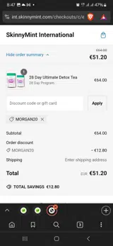 Morgan20 coupon verification screenshot
