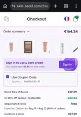 SkinSeoul coupon verification screenshot