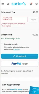 SPRING20 coupon verification screenshot