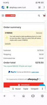 Cyber20 coupon verification screenshot