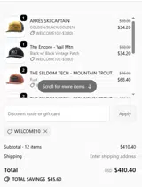 WELCOME10 coupon verification screenshot