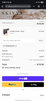 Thankyou25 coupon verification screenshot