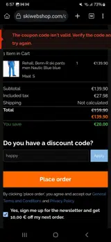 happy coupon verification screenshot