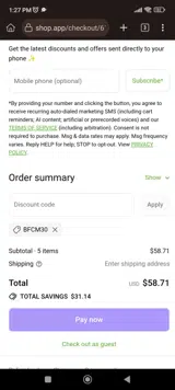 BFCM30 coupon verification screenshot
