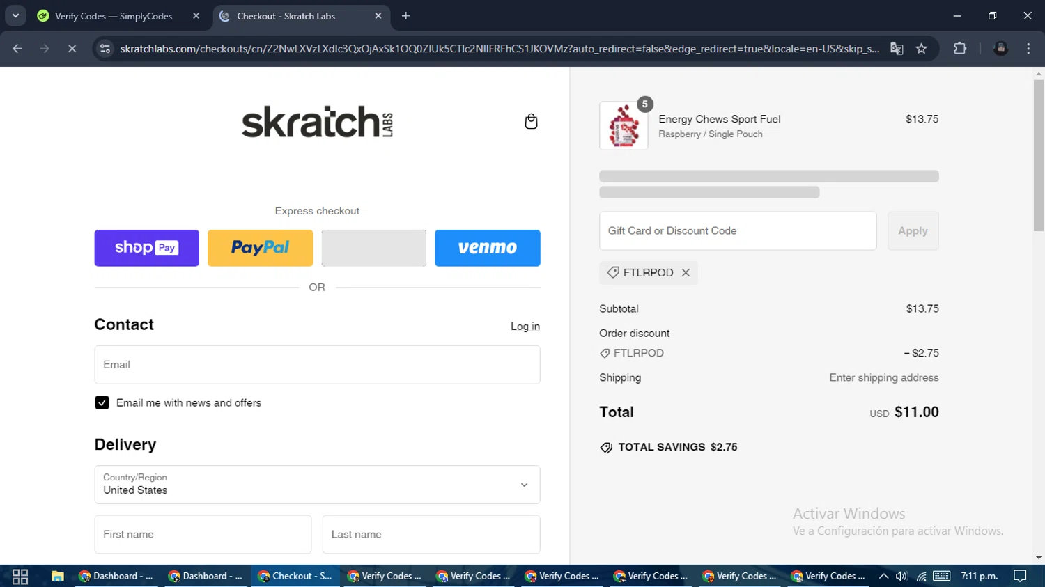 Skratch Labs discount code screenshot showing code FTLRPOD applied at Skratch Labs checkout page. Uploaded by SimplyCodes community member ValueElite5945 on Feb 21, 2025