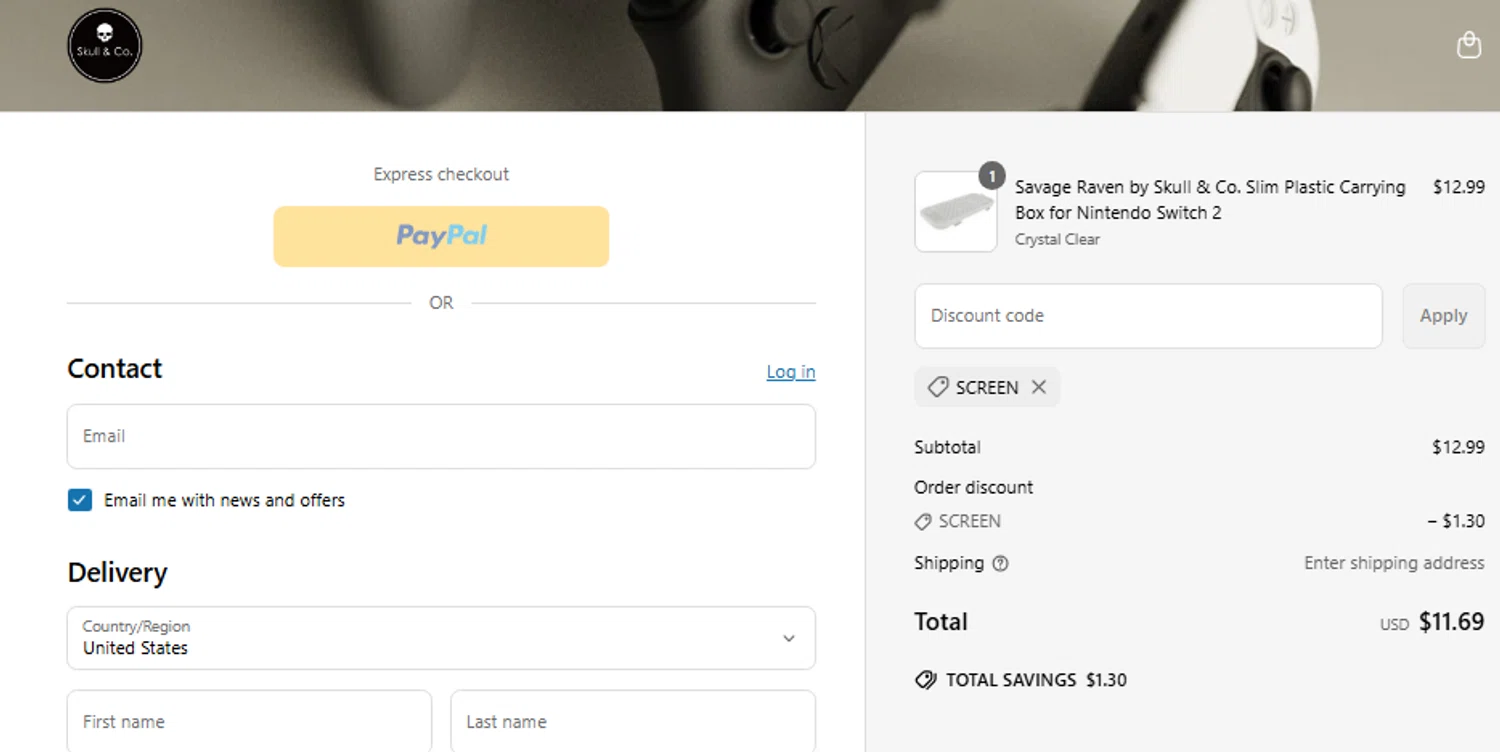 Savage Raven promo code screenshot showing code SCREEN applied at Savage Raven checkout page. Uploaded by SimplyCodes community member CouponLion324 on Jun 6, 2025