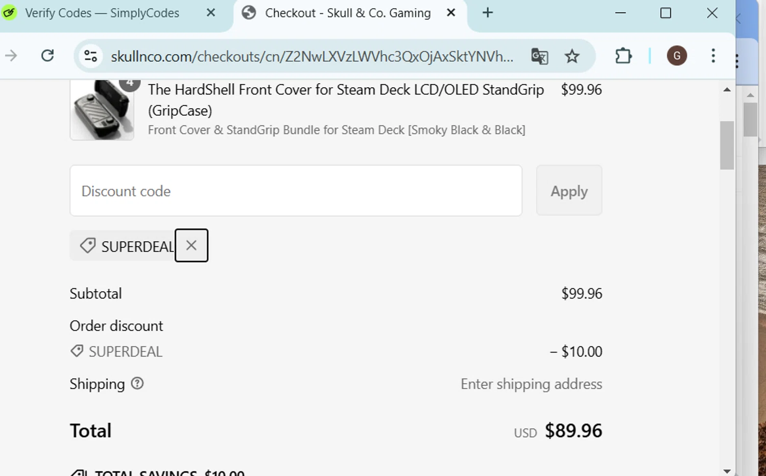 Savage Raven promo code screenshot showing code SUPERDEAL applied at Savage Raven checkout page. Uploaded by SimplyCodes community member FortunateChaser3861 on Feb 12, 2025