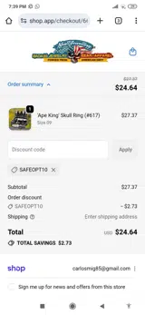 SAFEOPT10 coupon verification screenshot