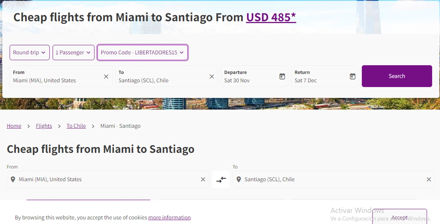 SKY Airline checkout page showing SKY Airline promo code box | Screenshot taken by SimplyCodes community member on Nov 23, 2024