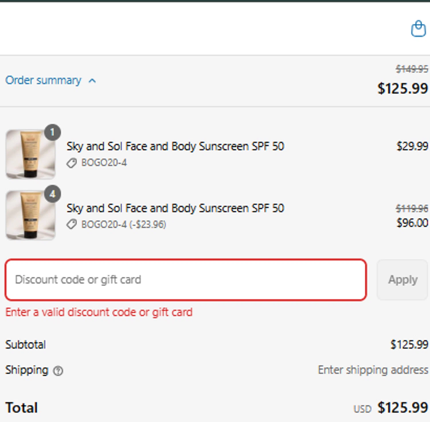 Sky and Sol discount code screenshot showing code SAVANNAH applied at Sky and Sol checkout page. Uploaded by SimplyCodes community member eugeroma on Aug 11, 2025