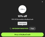 SkyBlueCredit coupon verification screenshot