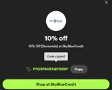 SkyBlueCredit coupon verification screenshot