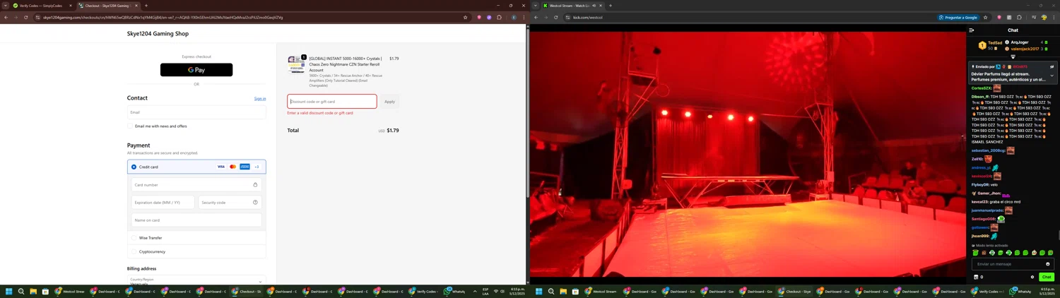 Skye1204 Gaming Shop discount code screenshot showing code CYBER25 applied at Skye1204 Gaming Shop checkout page. Uploaded by SimplyCodes community member GloriousPioneer2942 on Dec 5, 2025