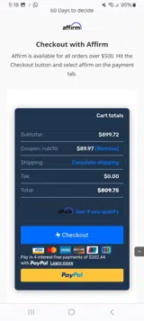 RUBI10 coupon verification screenshot
