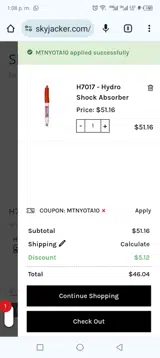 Mtnyota10 coupon verification screenshot