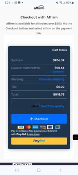 Mammoth10 coupon verification screenshot