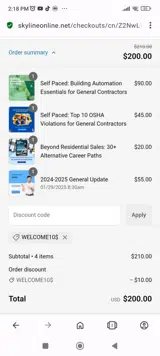 WELCOME10$ coupon verification screenshot