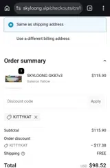 KITTYKAT coupon verification screenshot