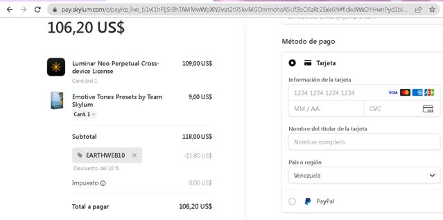 Skylum checkout page showing Skylum promo code box | Screenshot taken by SimplyCodes community member on Sep 15, 2025