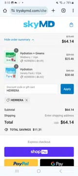 HERRERA coupon verification screenshot