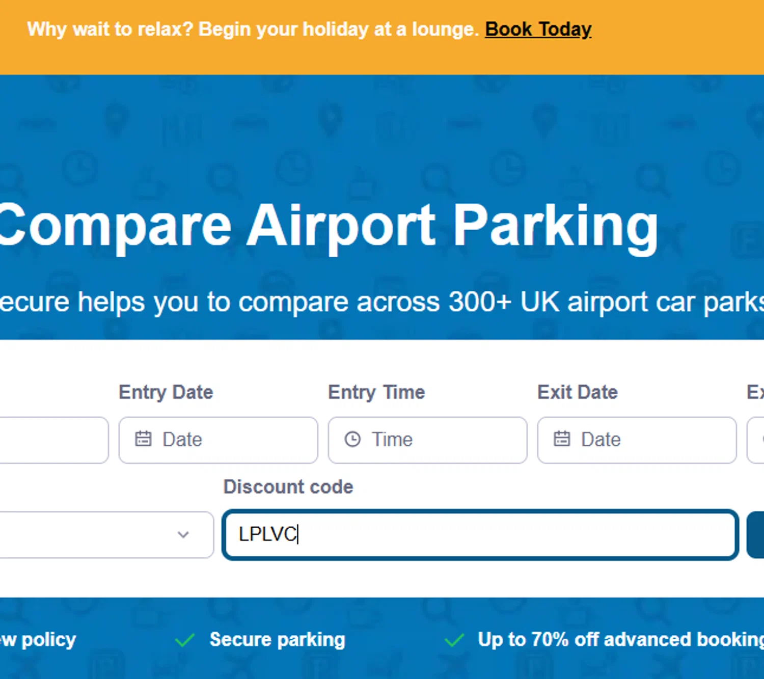 SkyParkSecure - Airport Parking discount code screenshot showing code LPLVC applied at SkyParkSecure - Airport Parking checkout page. Uploaded by SimplyCodes community member VayneChambeadora on Sep 2, 2025