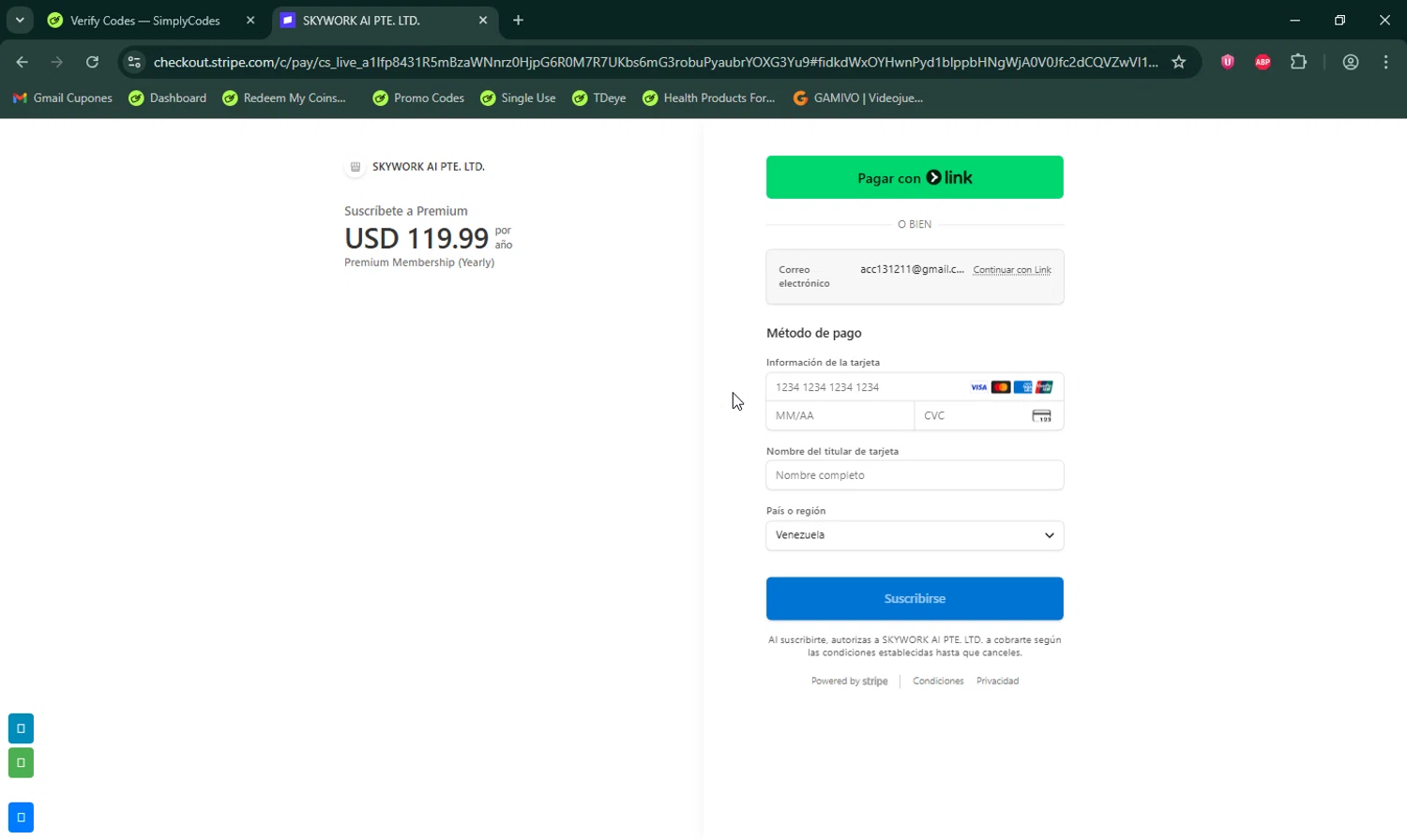 Skywork promo code screenshot showing code alenn50 applied at Skywork checkout page. Uploaded by SimplyCodes community member LHaunter on Nov 26, 2025