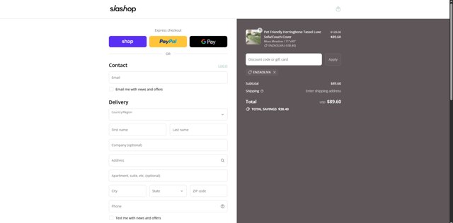 Slashop checkout page showing Slashop discount code box | Screenshot taken by SimplyCodes community member on Sep 4, 2025